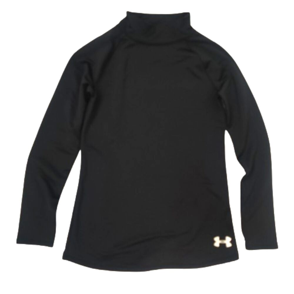 Under Armour Youth Large YLG Black ColdGear Fitted Mock Neck Long Sleeve Shirt